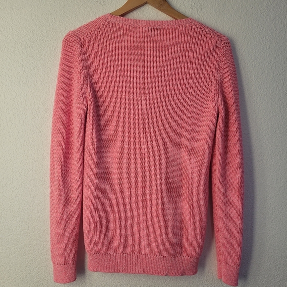 Talbots Marled Pink Twisted Cable Knit Crewneck Sweater Size Small - Picture 5 of 5